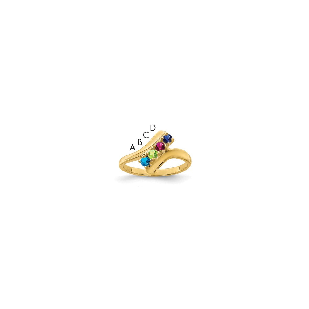 14k Polished 4-Stone Mothers Ring Mounting