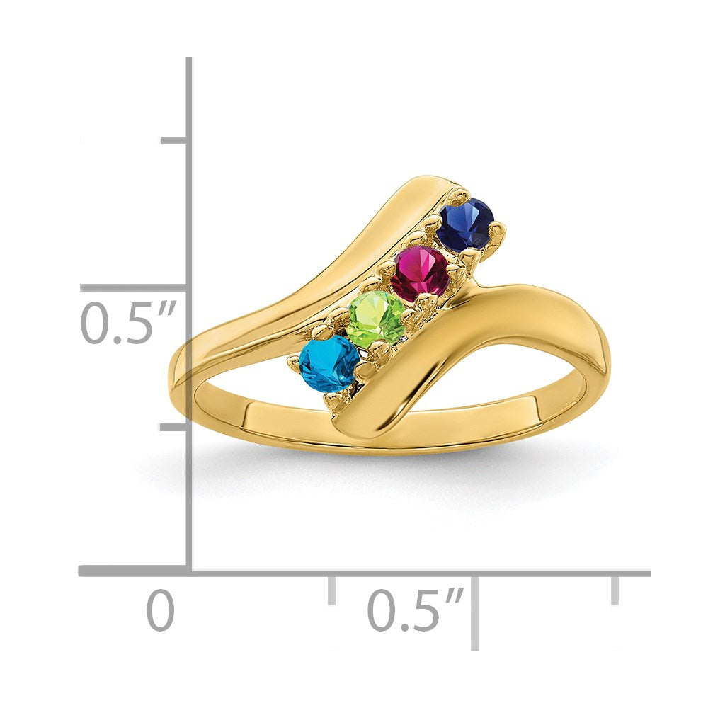 14k Polished 4-Stone Mothers Ring Mounting