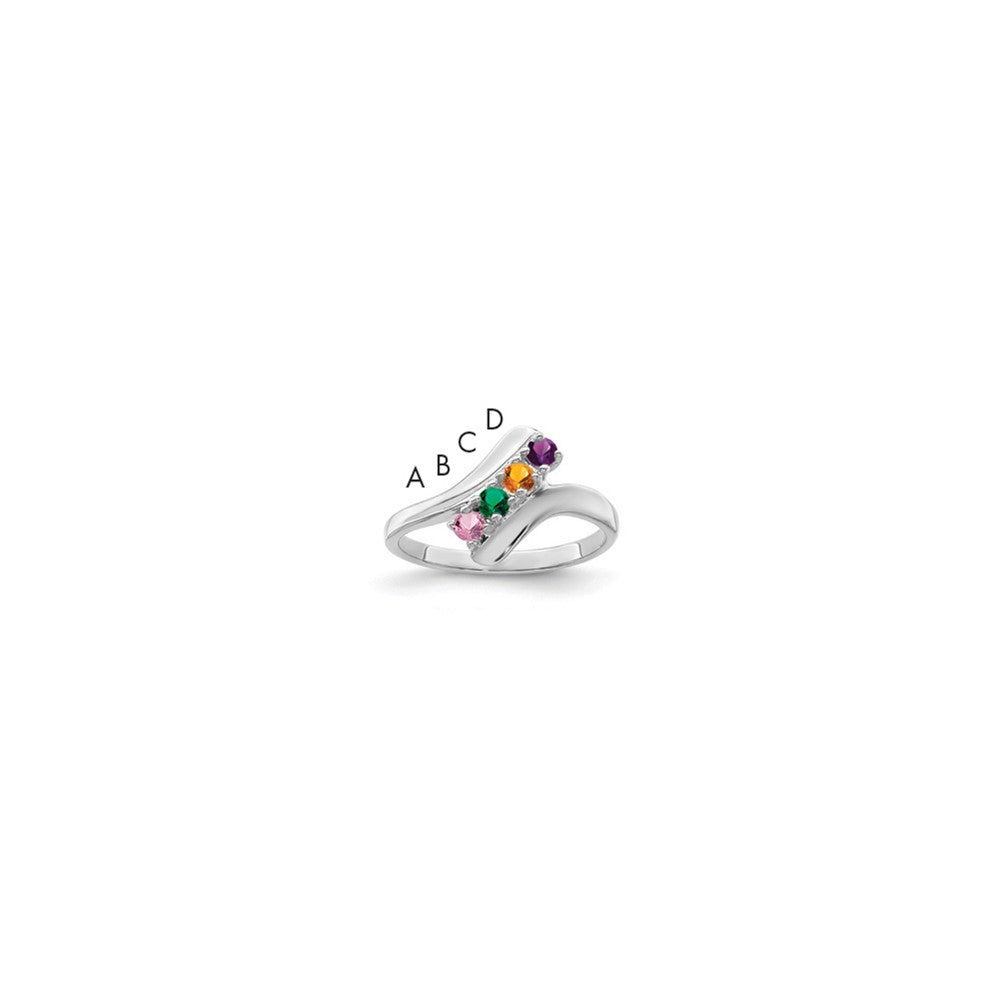 14k White Gold Synthetic Family Jewelry Ring
