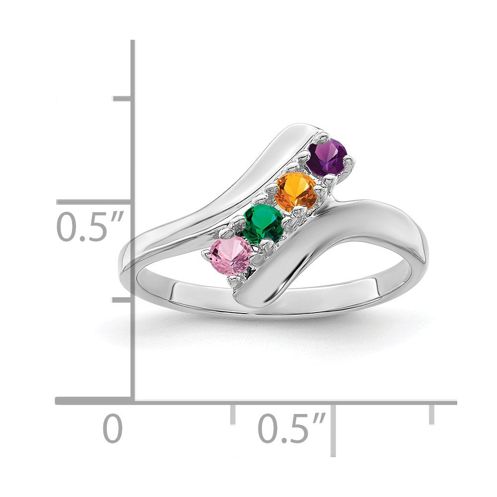 14k White Gold Synthetic Family Jewelry Ring