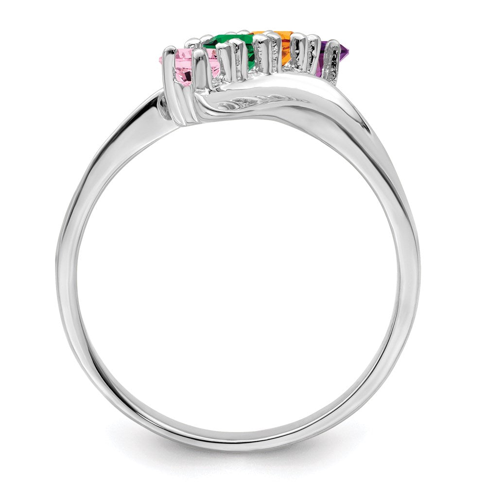14k White Gold Synthetic Family Jewelry Ring