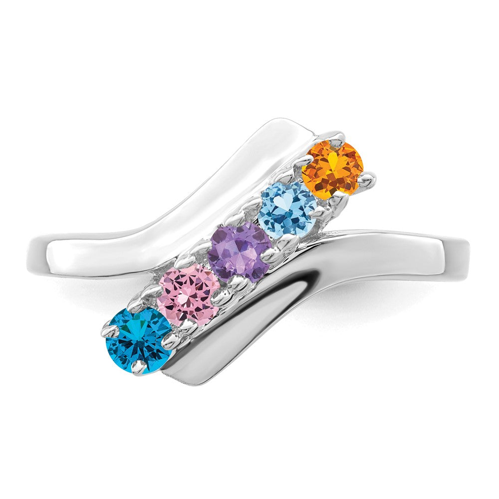 14k White Gold Synthetic Family Jewelry Ring