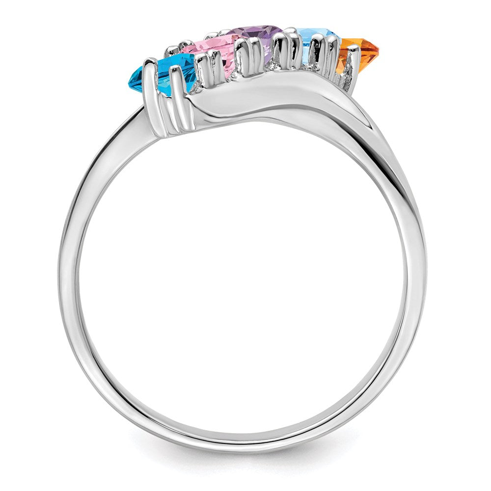 14k White Gold Synthetic Family Jewelry Ring