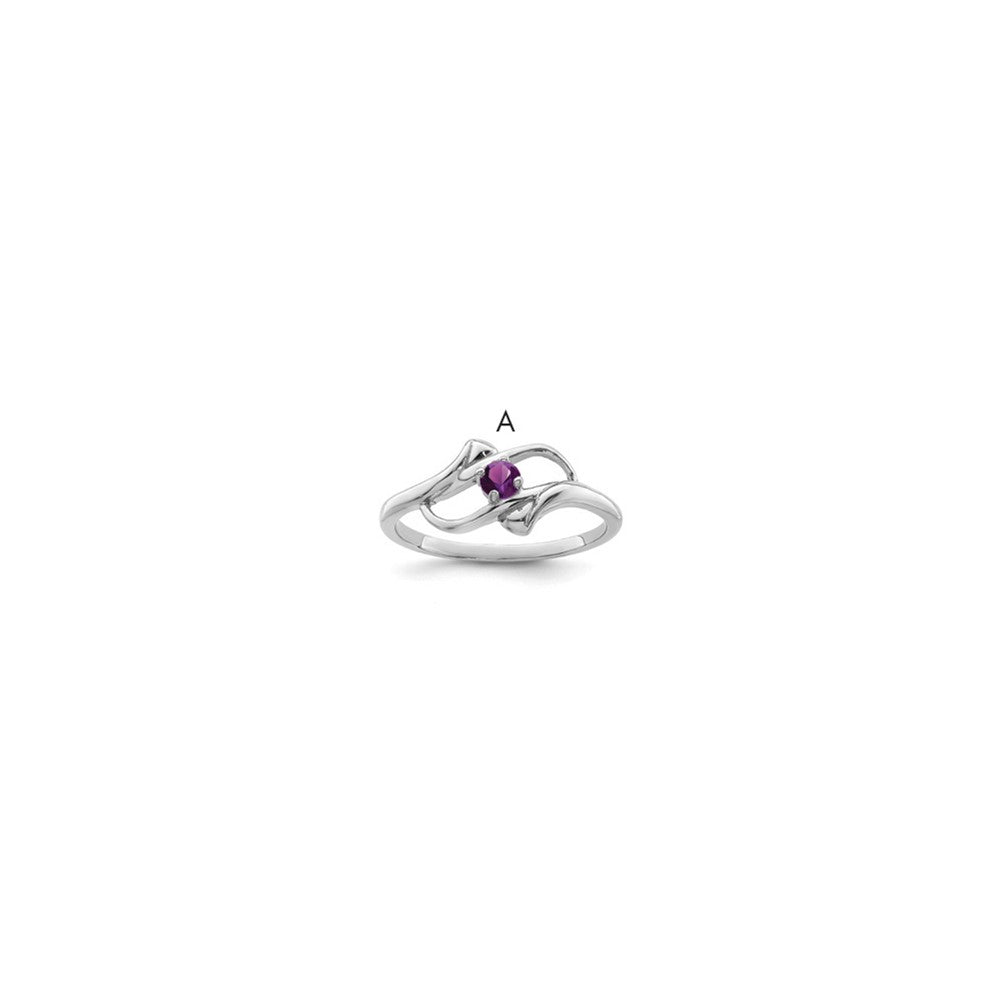 Sterling Silver Rhodium-plated Genuine Stone Family Jewelry Ring
