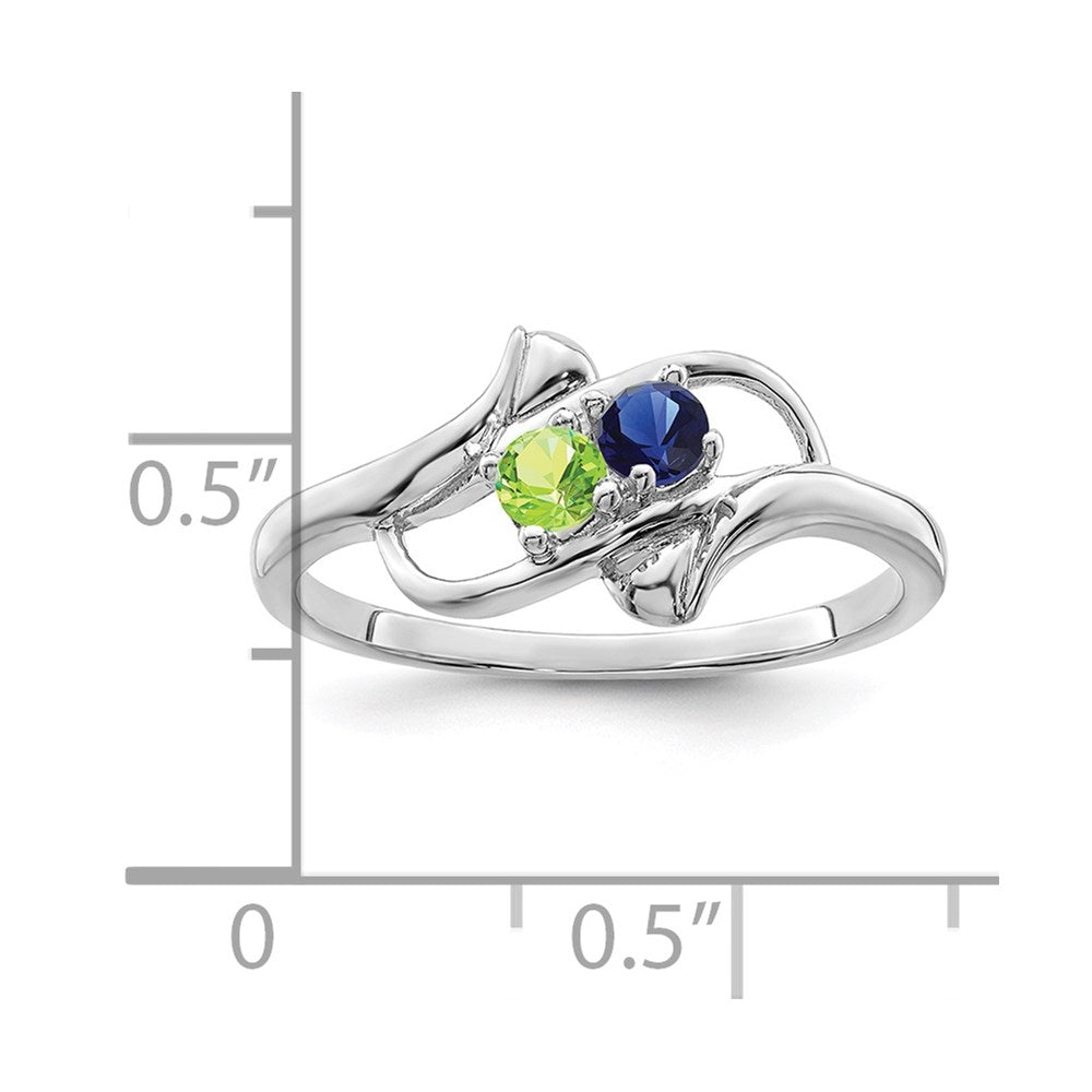 14k White Gold Polished 2-Stone Mothers Ring Mounting