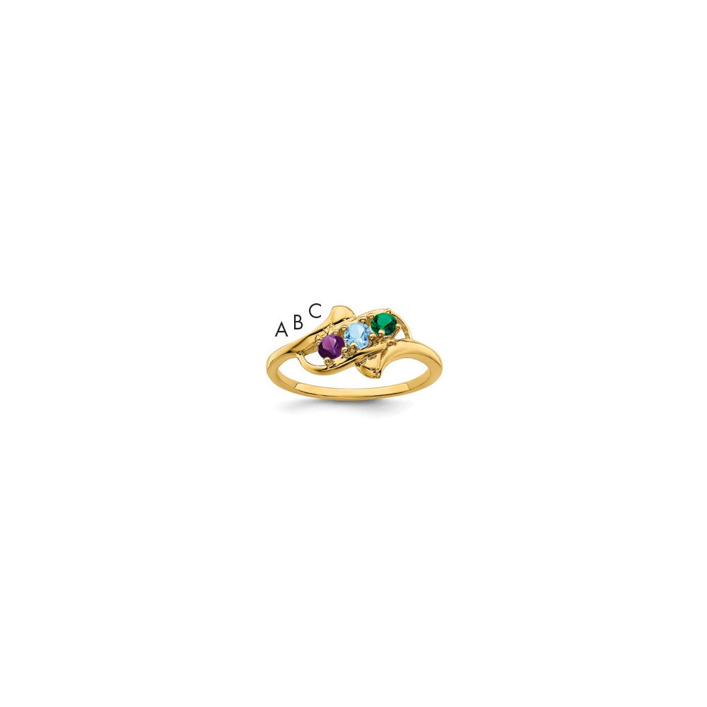 14k Genuine 3 Stone Mother's Ring