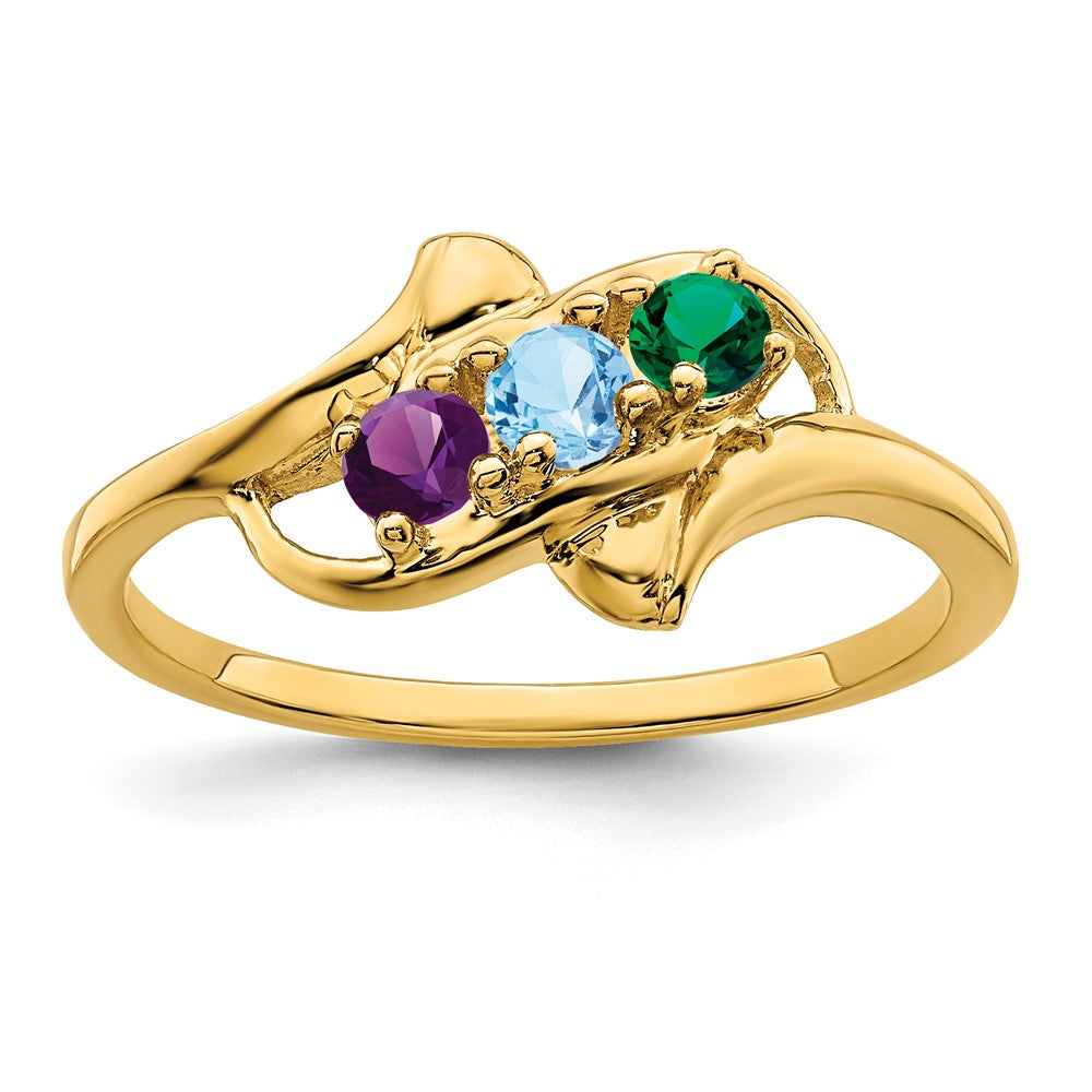 14k Polished 3-Stone Mothers Ring Mounting