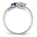 14k White Gold Synthetic Family Jewelry Ring