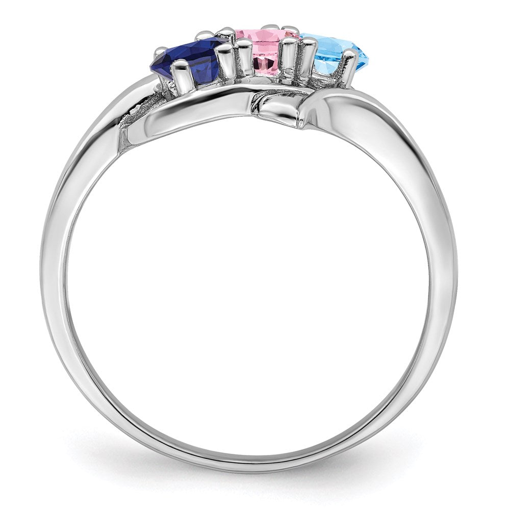 14k White Gold Synthetic Family Jewelry Ring