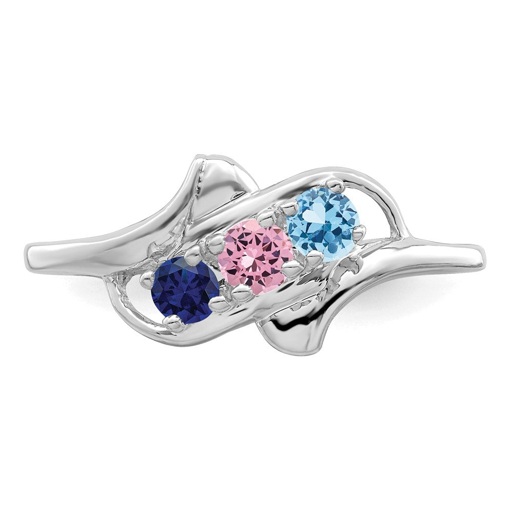 14k White Gold Synthetic Family Jewelry Ring