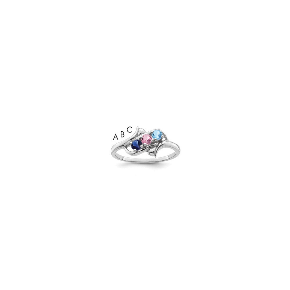 Sterling Silver Rhodium-plated Genuine 3 Stone Mother's Ring