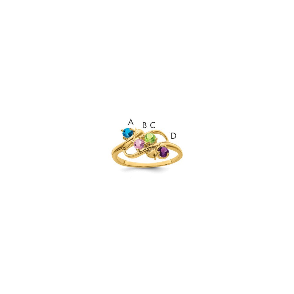 14k Polished 4-Stone Mothers Ring Mounting