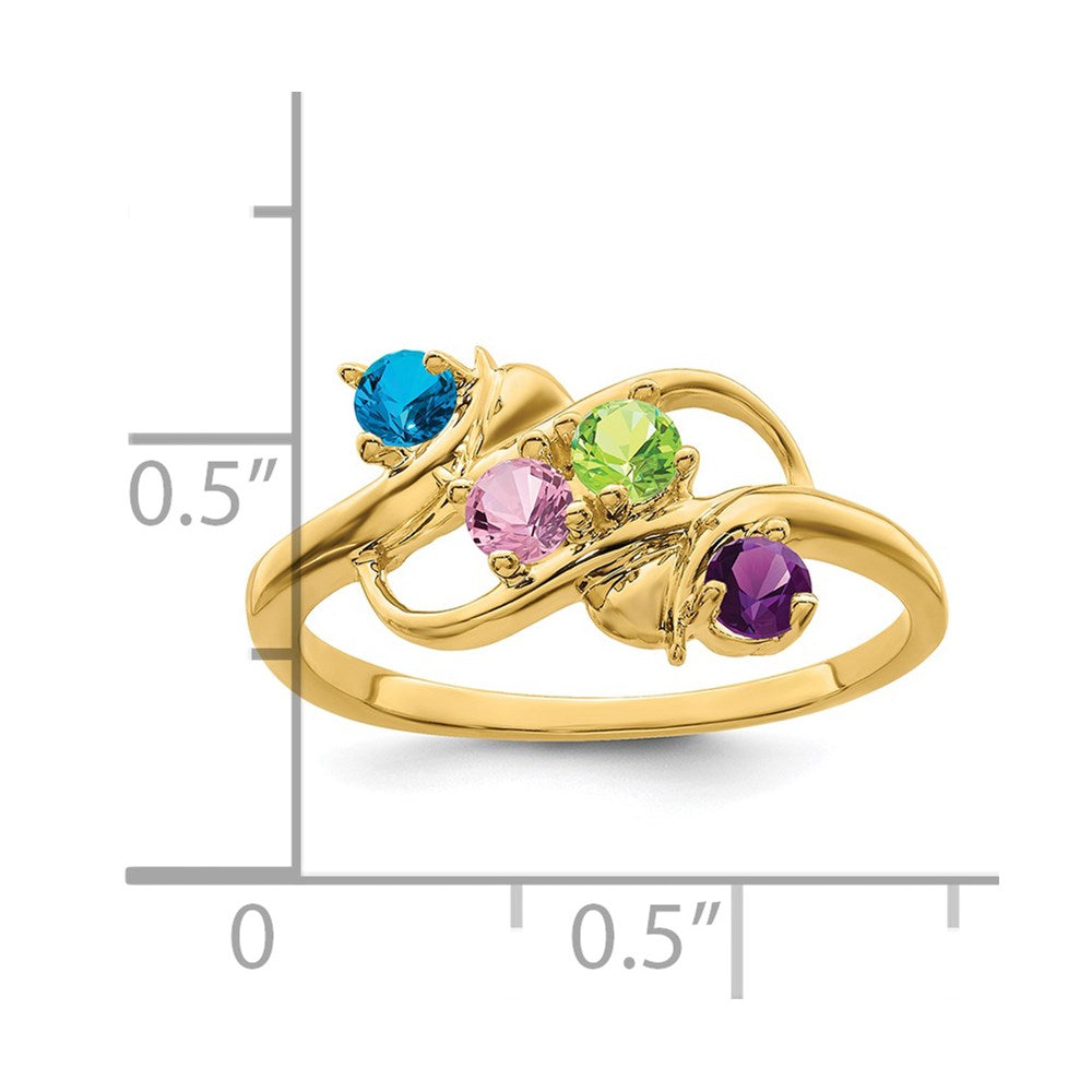 14k Polished 4-Stone Mothers Ring Mounting
