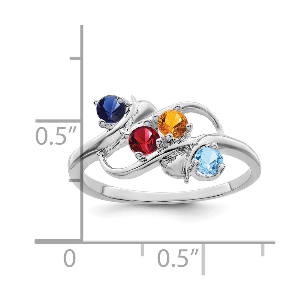 14k White Gold Polished 4-Stone Mothers Ring Mounting