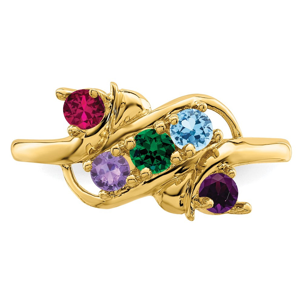 14k Genuine 5 Stone Mother's Ring