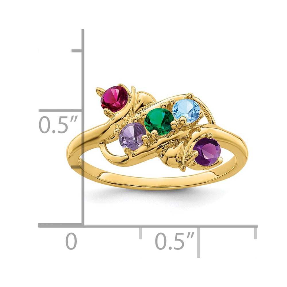 14k Polished 5-Stone Mothers Ring Mounting