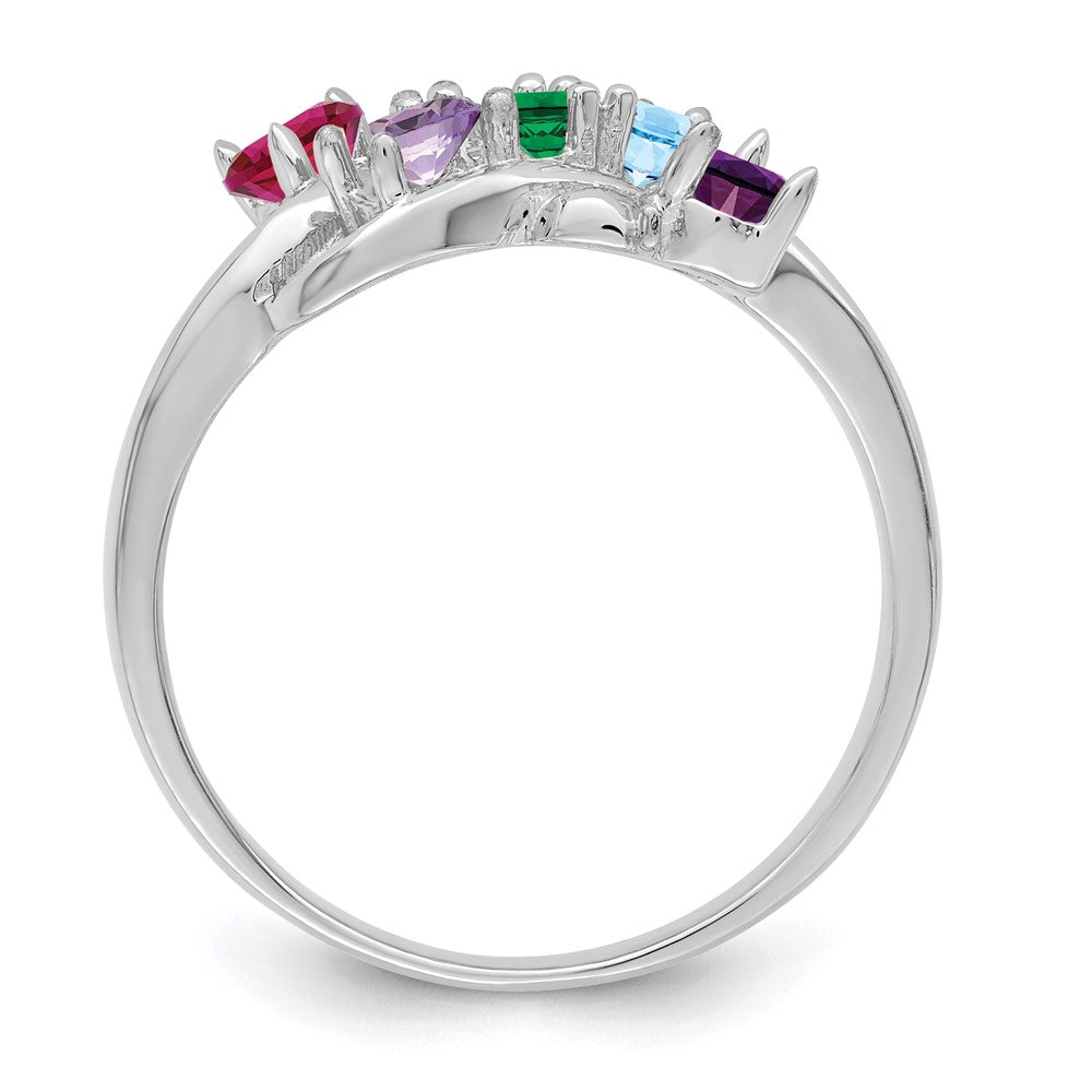 14k White Gold Genuine 5 Stone Mother's Ring