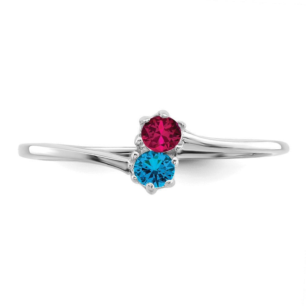 14k White Gold Synthetic Family Jewelry Ring