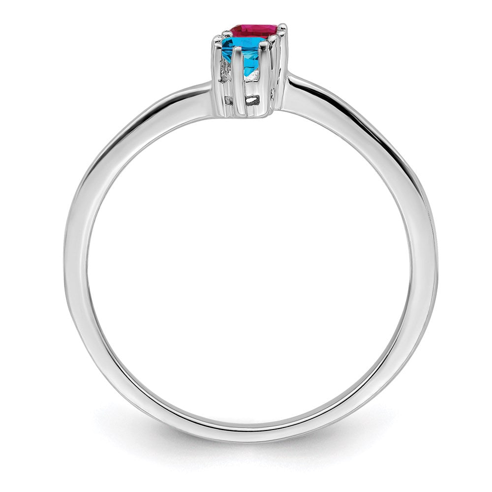 14k White Gold Synthetic Family Jewelry Ring