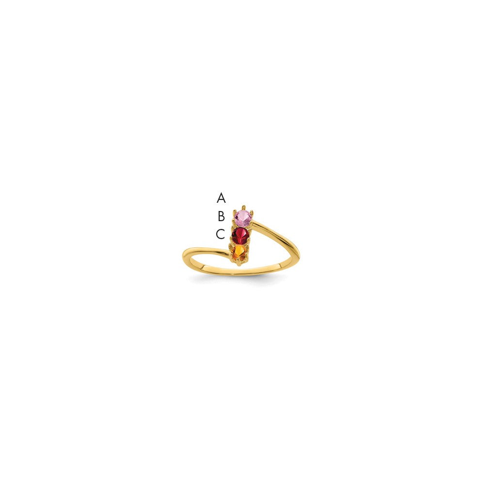 14k Polished 3-Stone Mothers Ring Mounting