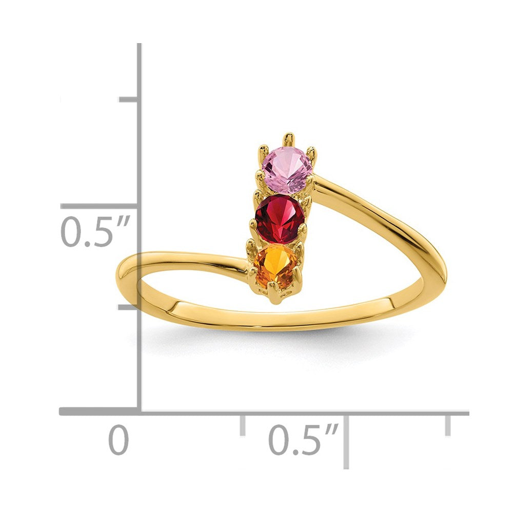 14k Genuine 3 Stone Mother's Ring