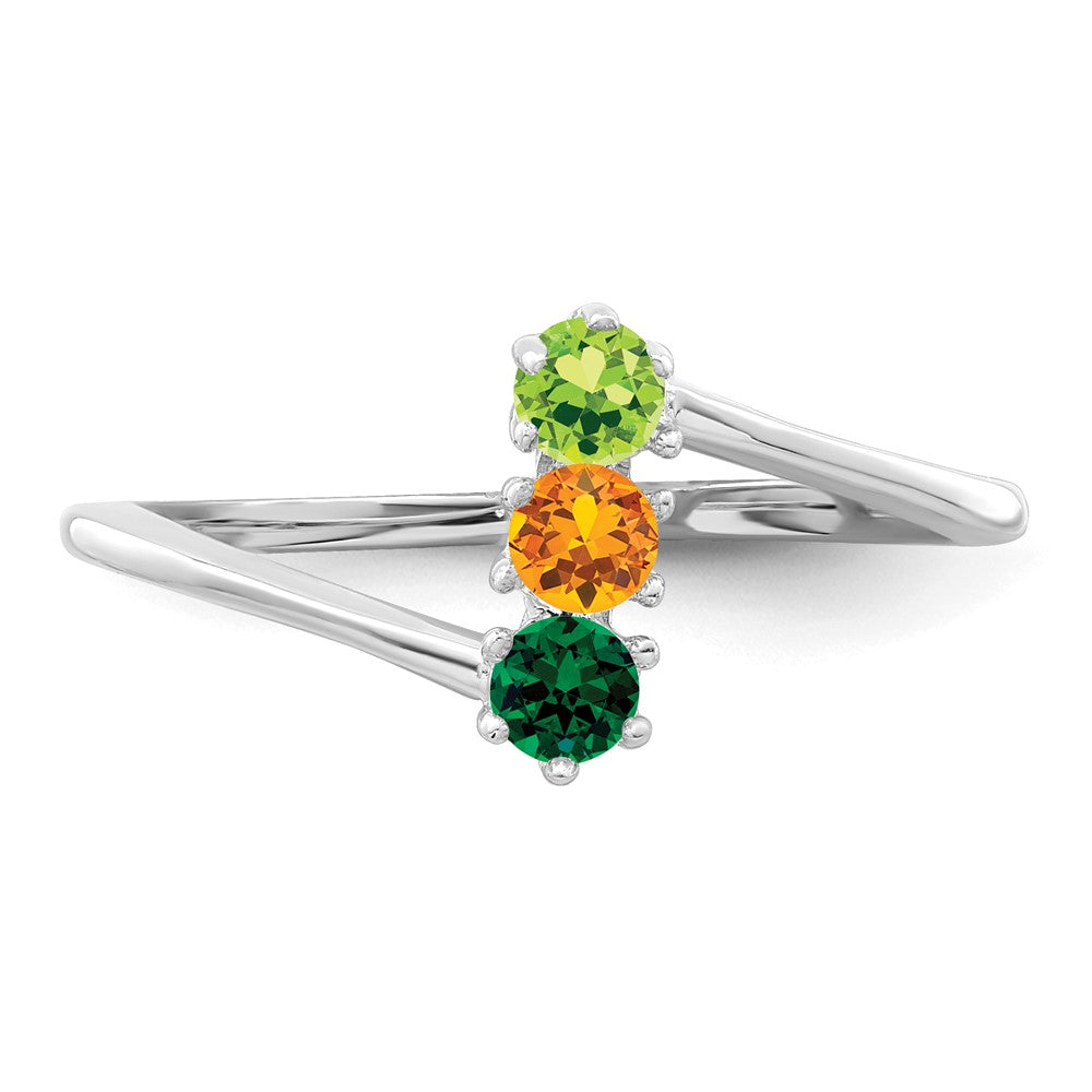 14k White Gold Synthetic Family Jewelry Ring