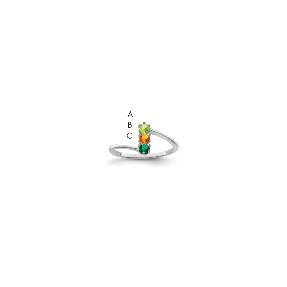 14k White Gold Genuine 3 Stone Mother's Ring