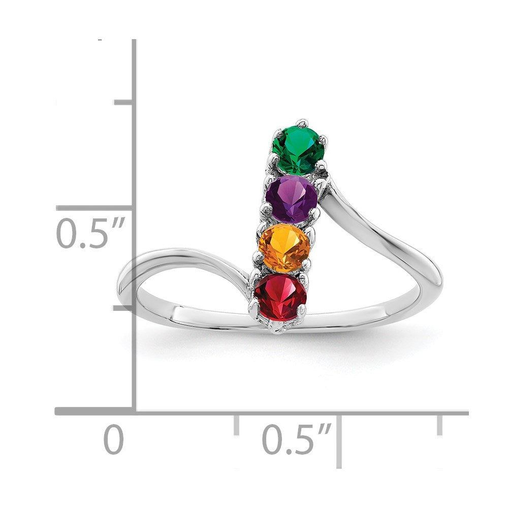 14k White Gold Synthetic Family Jewelry Ring
