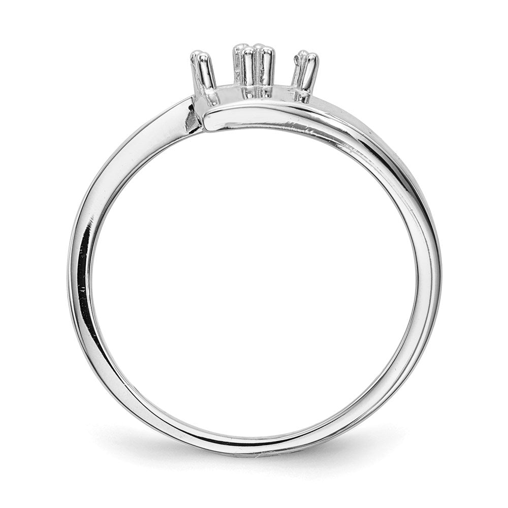 14k White Gold Polished 2-Stone Mothers Ring Mounting