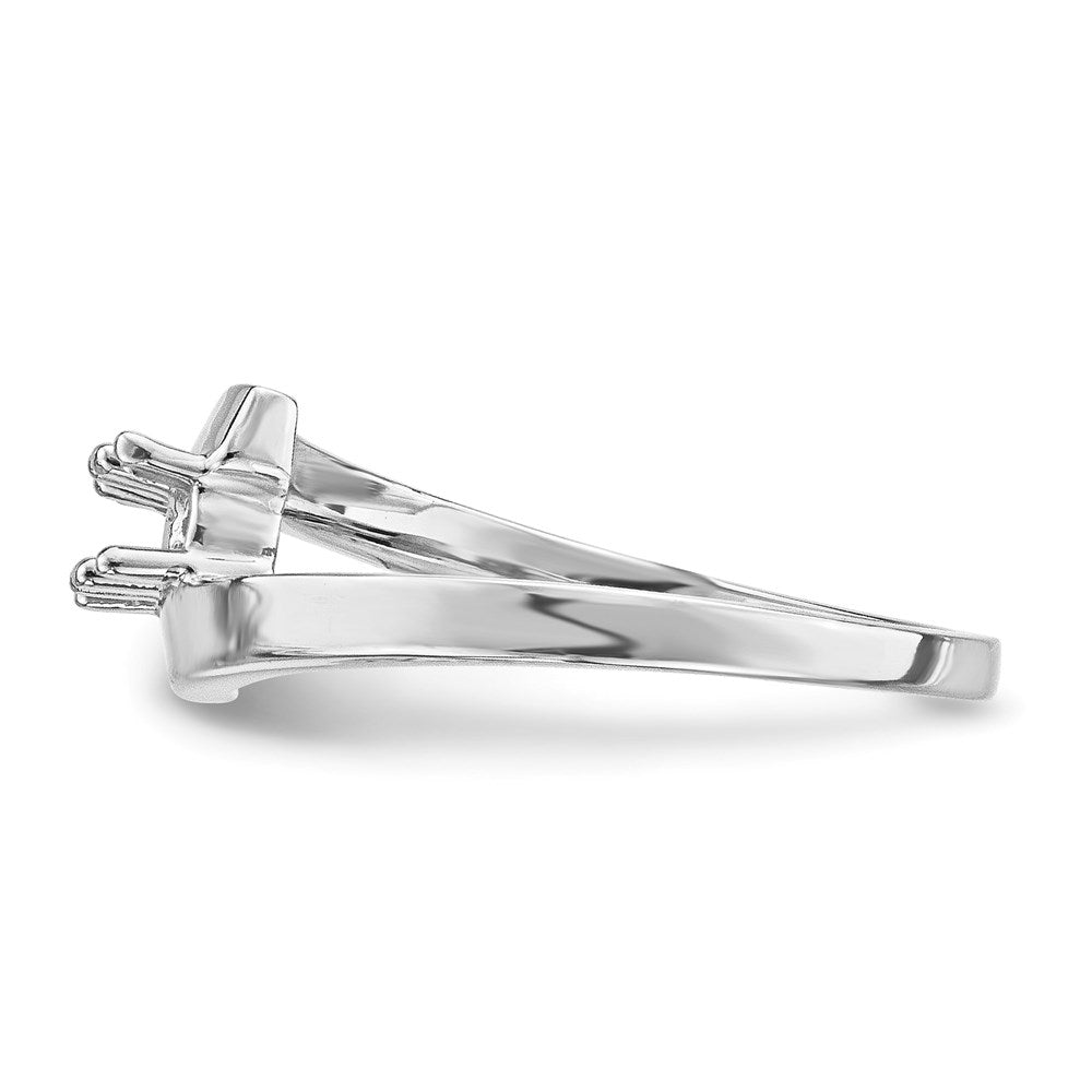 14k White Gold Polished 2-Stone Mothers Ring Mounting