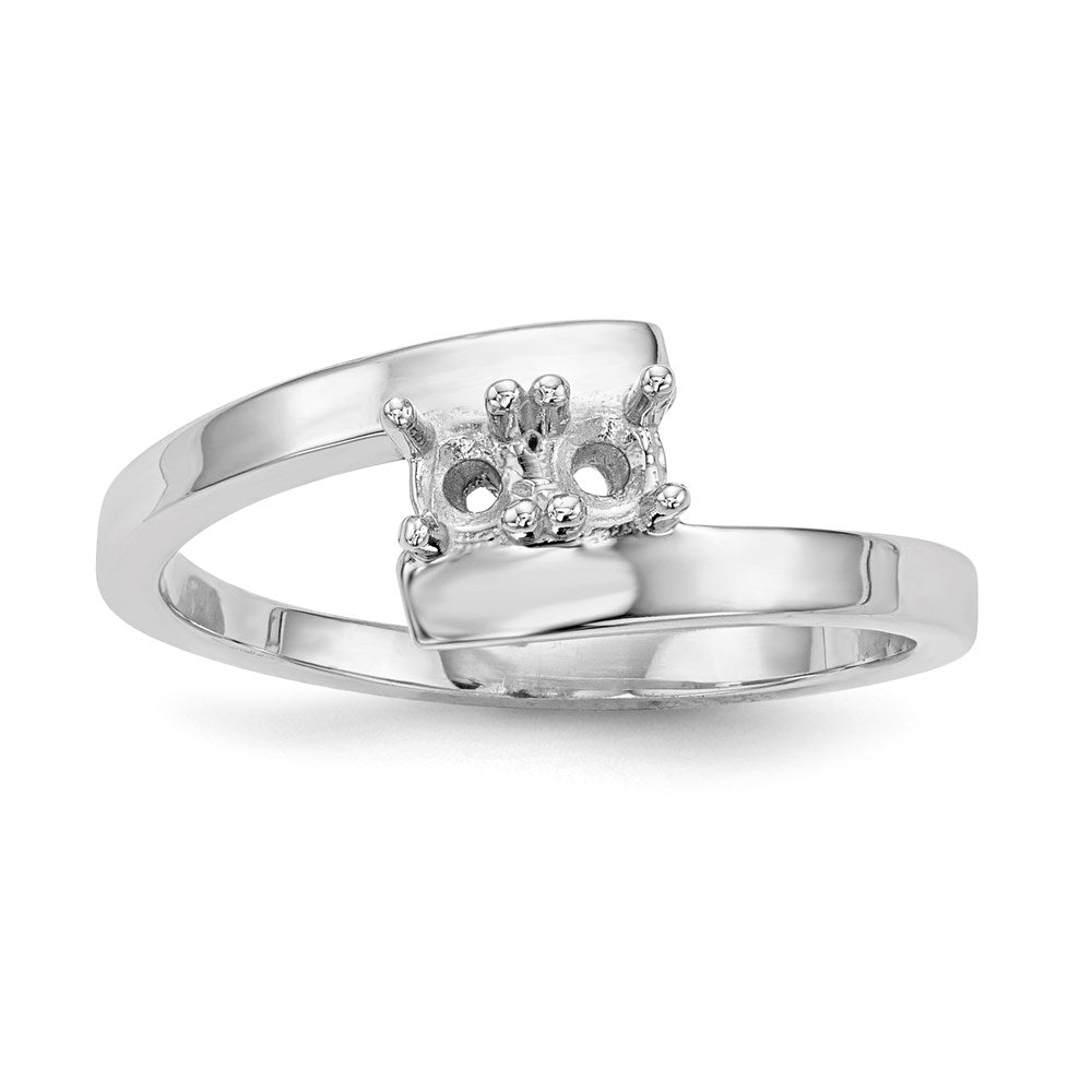 14k White Gold Polished 2-Stone Mothers Ring Mounting