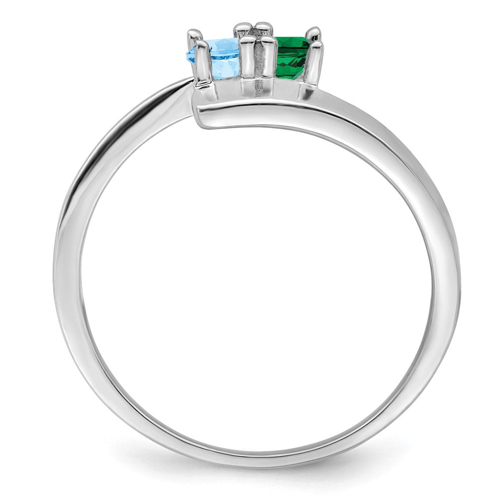 14k White Gold Polished 2-Stone Mothers Ring Mounting