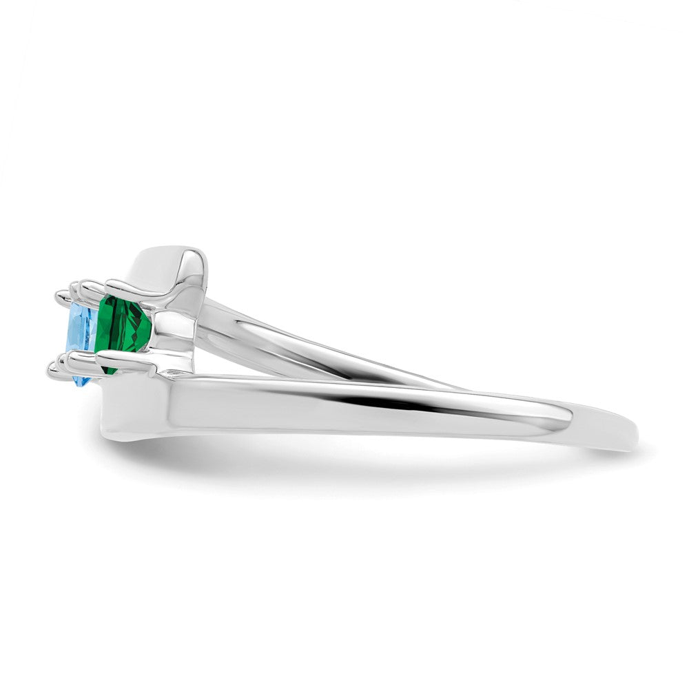 14k White Gold Polished 2-Stone Mothers Ring Mounting