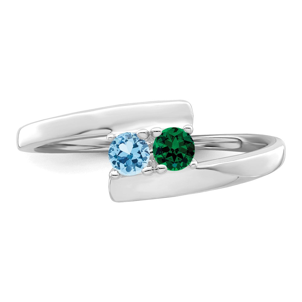 14k White Gold Polished 2-Stone Mothers Ring Mounting