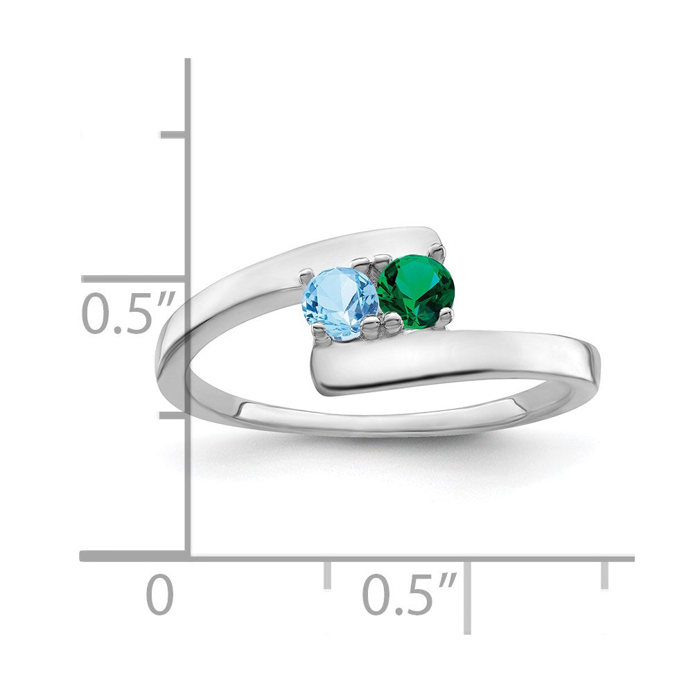 14k White Gold Polished 2-Stone Mothers Ring Mounting