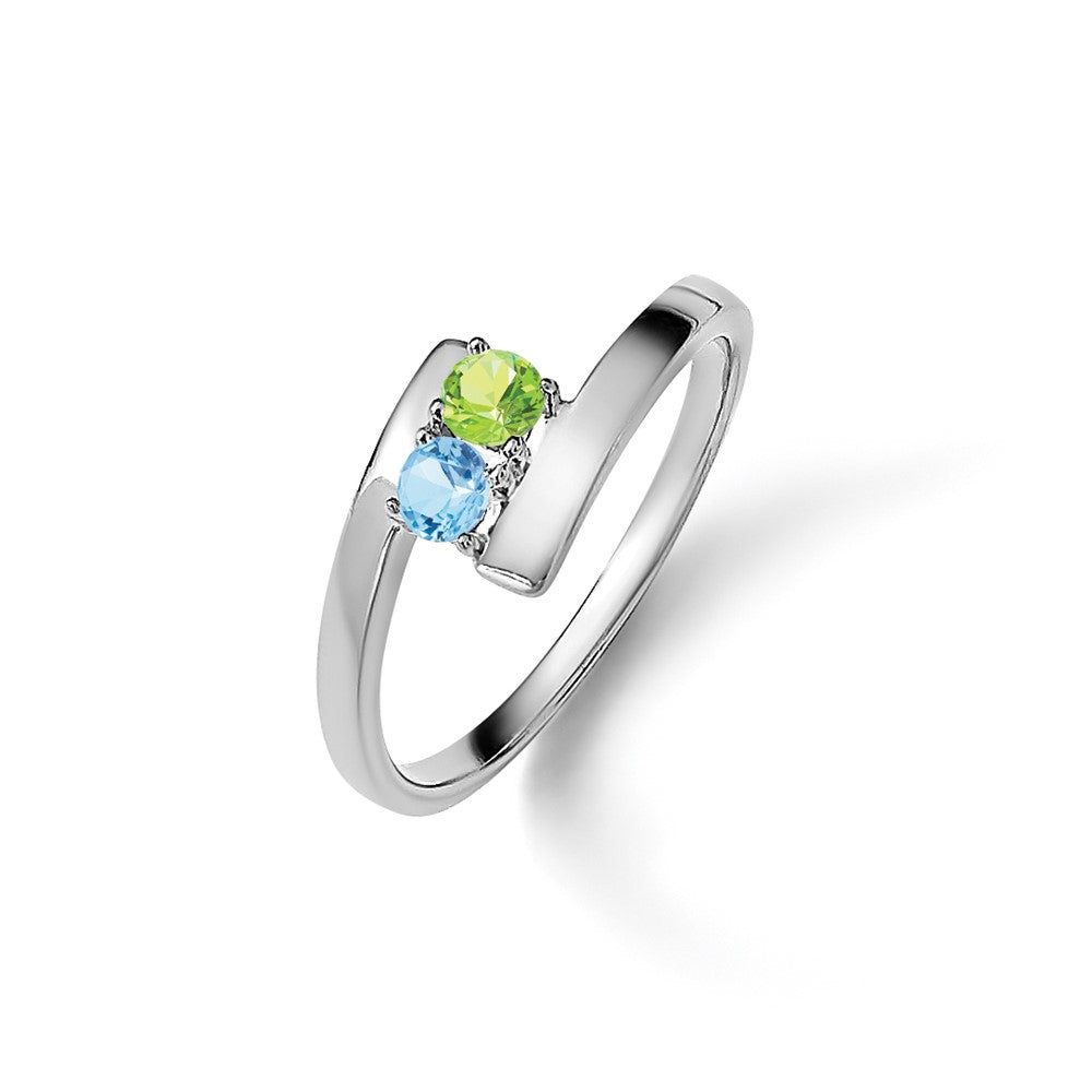 14k White Gold Synthetic Family Jewelry Ring