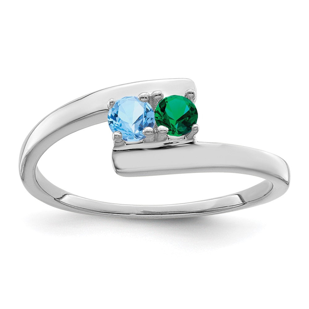 14k White Gold Polished 2-Stone Mothers Ring Mounting
