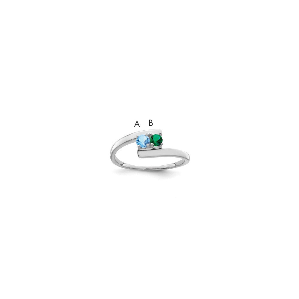 14k White Gold Polished 2-Stone Mothers Ring Mounting