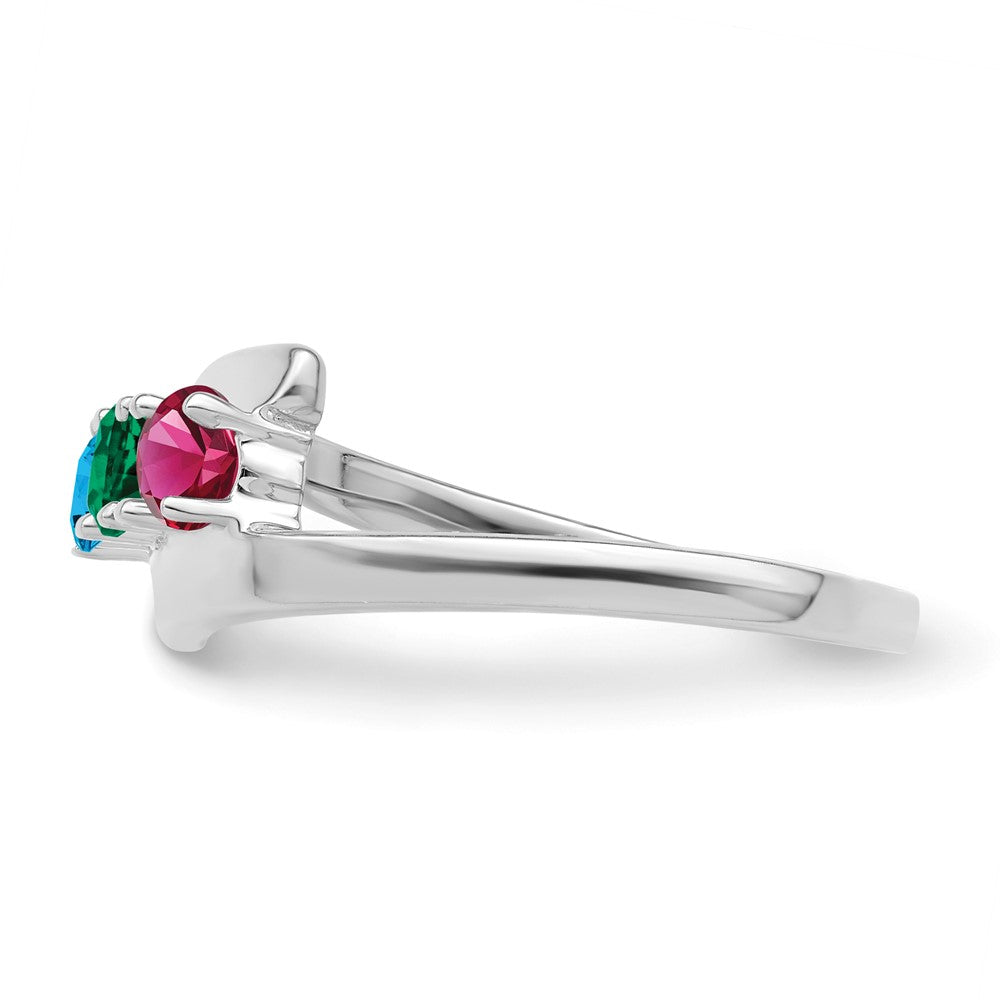 14k White Gold Synthetic Family Jewelry Ring