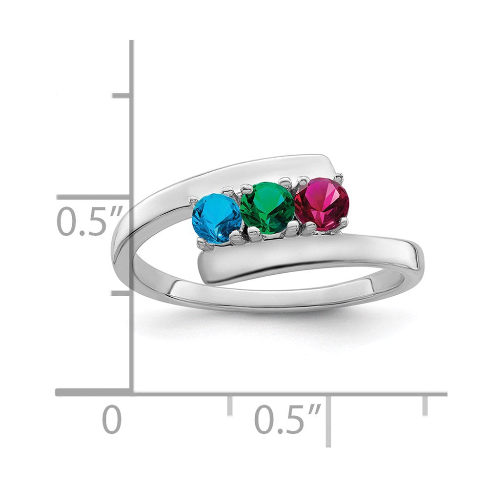 14k White Gold Synthetic Family Jewelry Ring