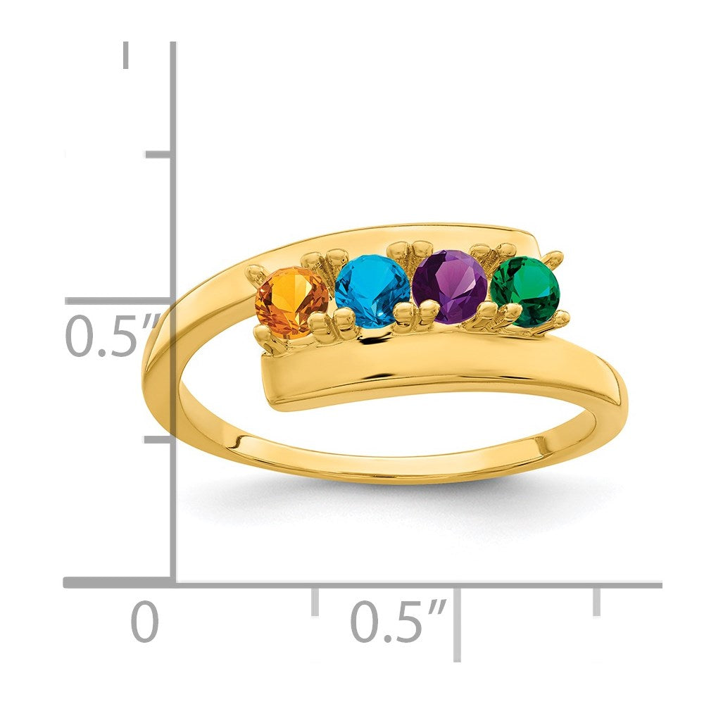 14k Polished 4-Stone Mothers Ring Mounting