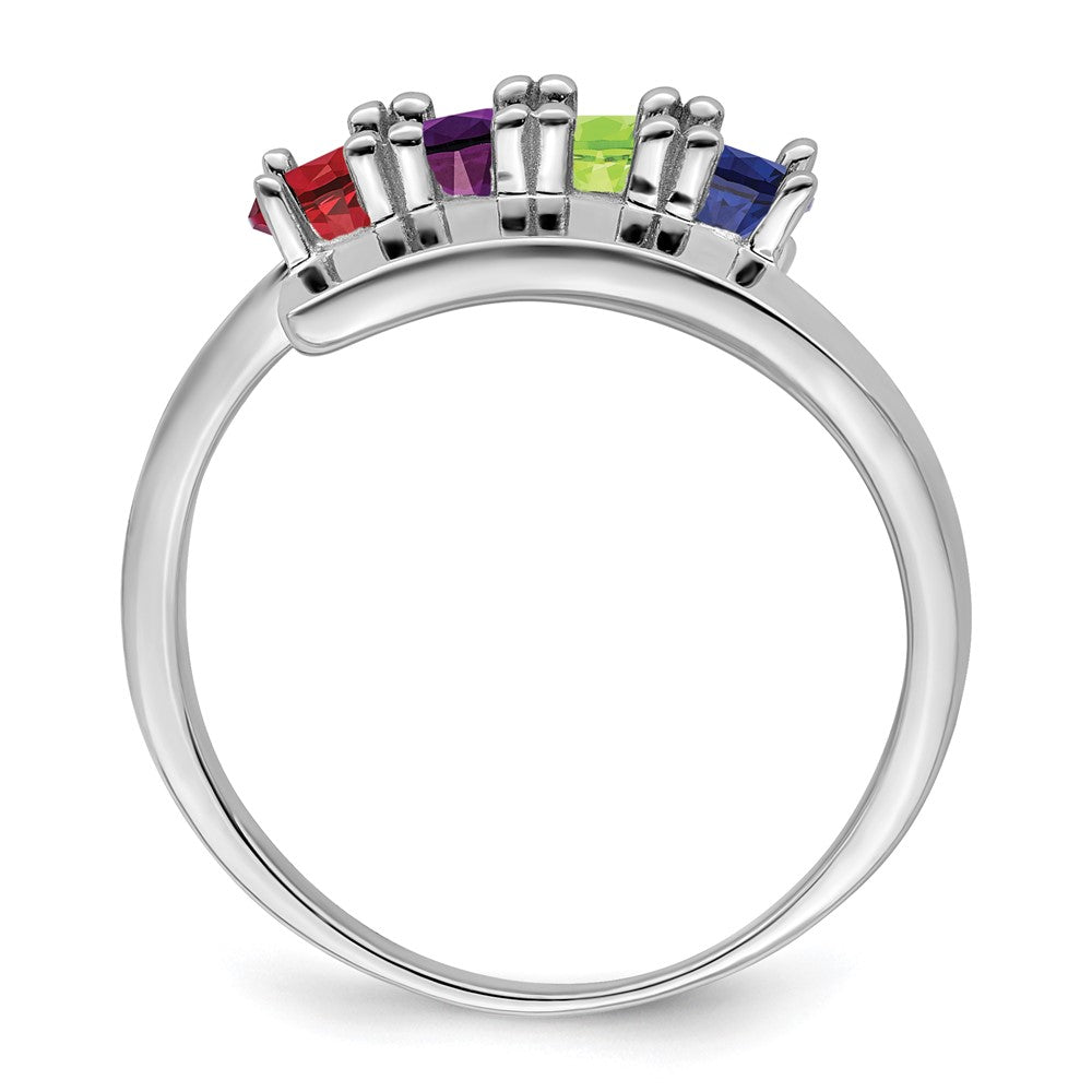 14k White Gold Polished 4-Stone Mothers Ring Mounting