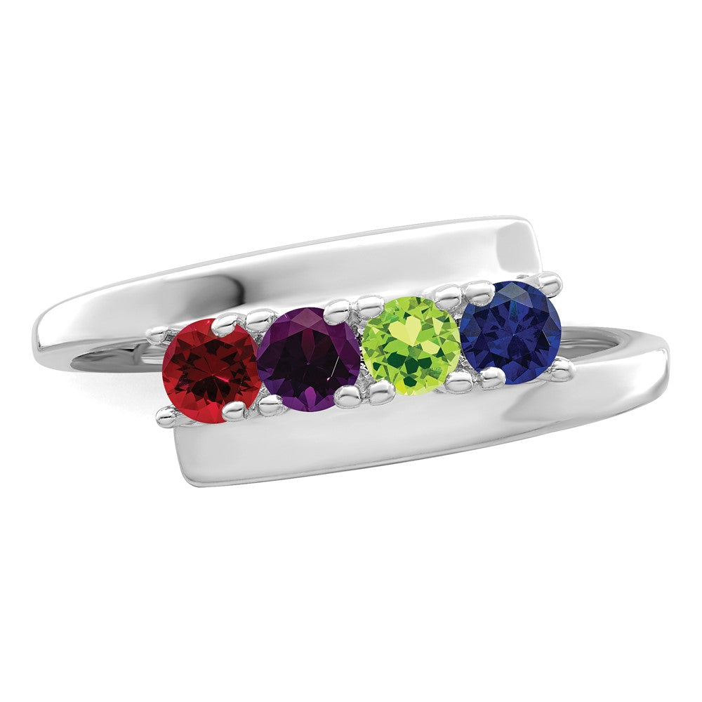 14k White Gold Polished 4-Stone Mothers Ring Mounting