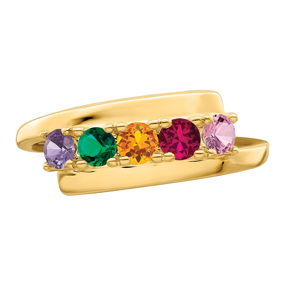 14k Polished 5-Stone Mothers Ring Mounting