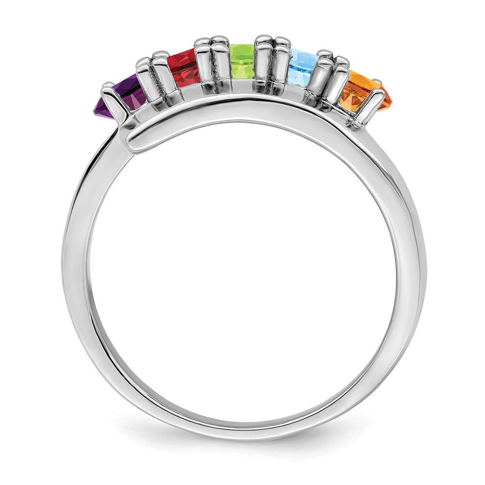14k White Gold Polished 5-Stone Mothers Ring Mounting