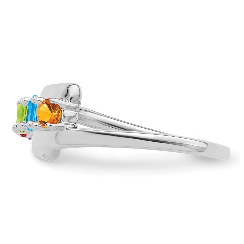 14k White Gold Synthetic Family Jewelry Ring