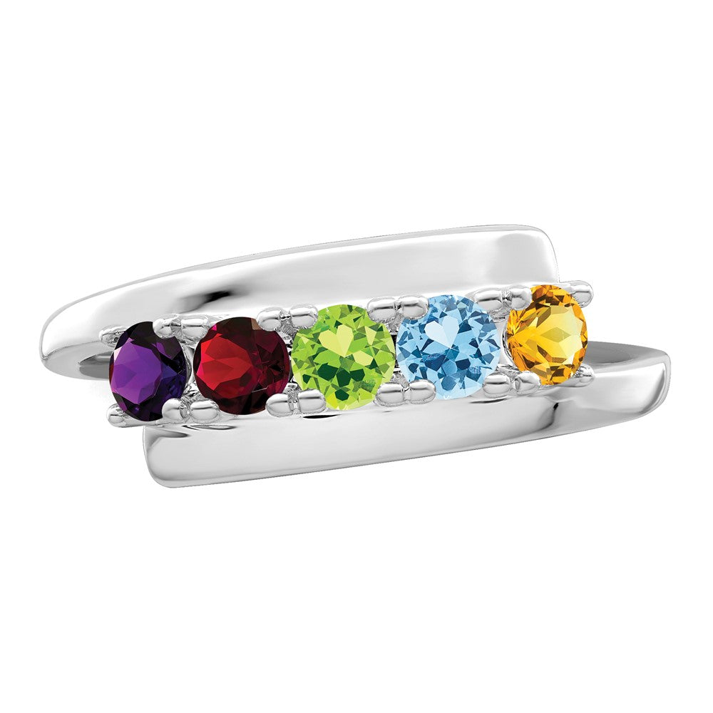 14k White Gold Synthetic Family Jewelry Ring