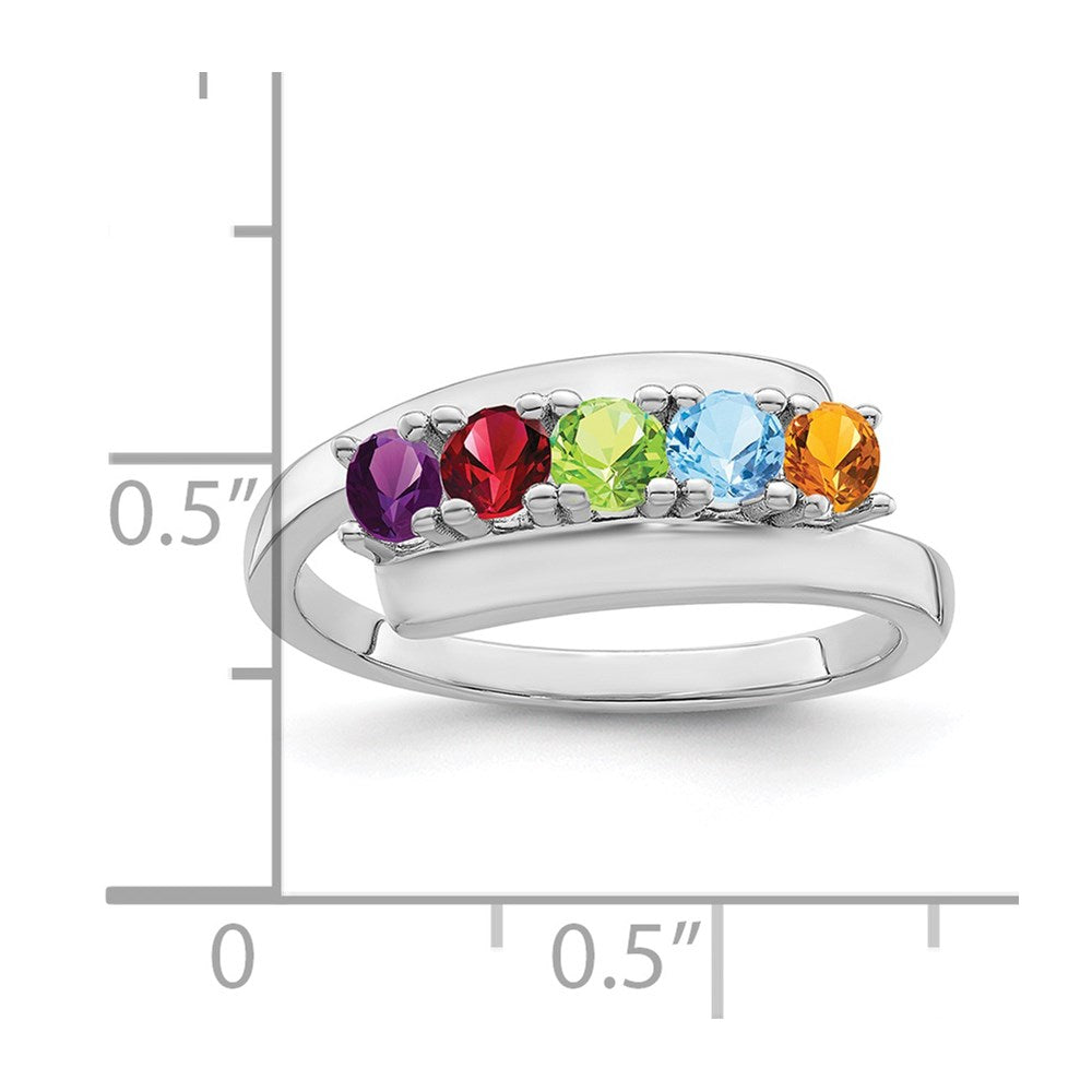 14k White Gold Polished 5-Stone Mothers Ring Mounting