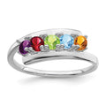 14k White Gold Polished 5-Stone Mothers Ring Mounting