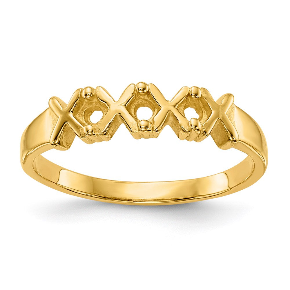 14k Polished 3-Stone Mothers Ring Mounting